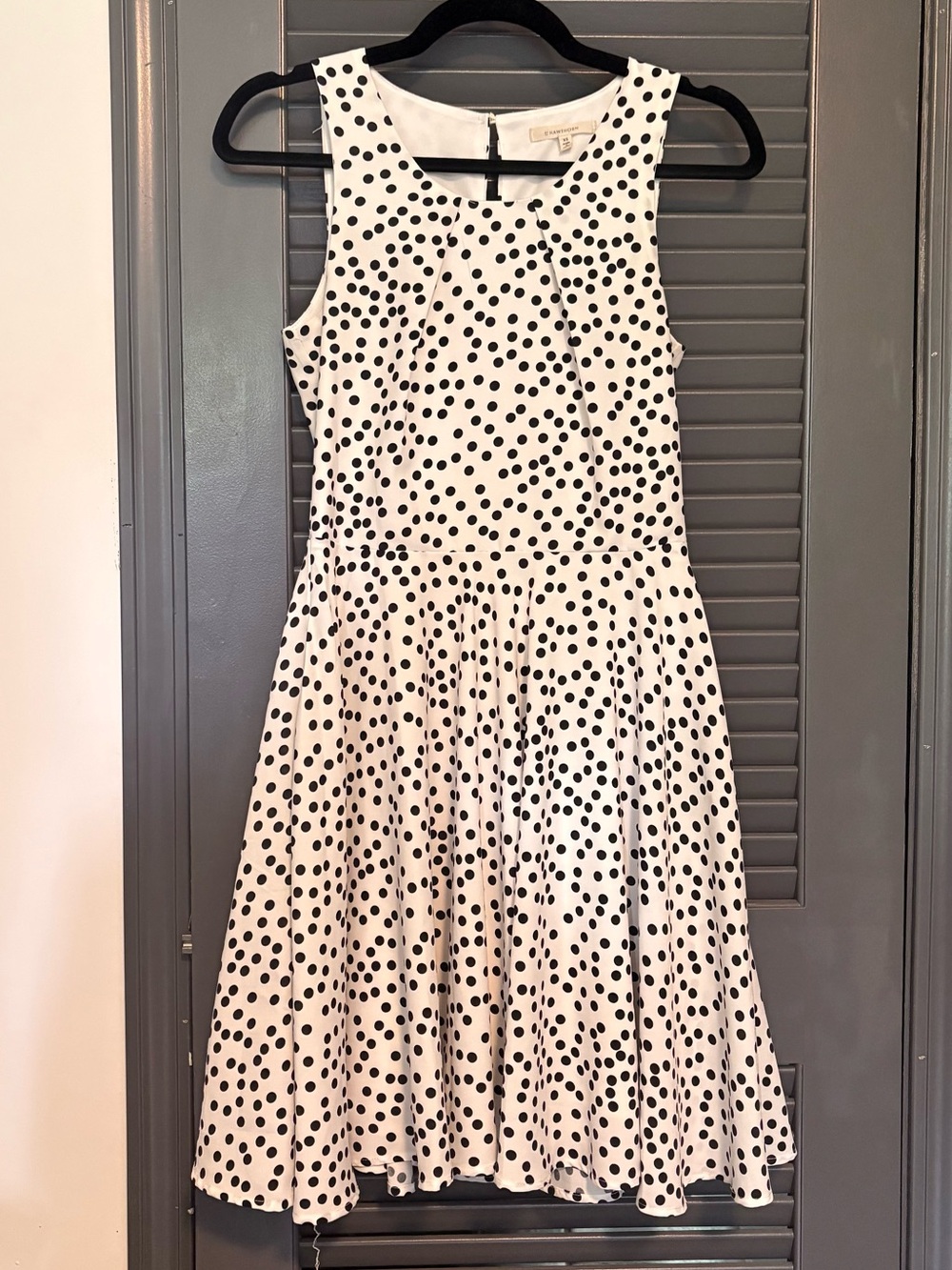 41 Hawthorn Black Polka Dot White Sleeveless Midi Dress